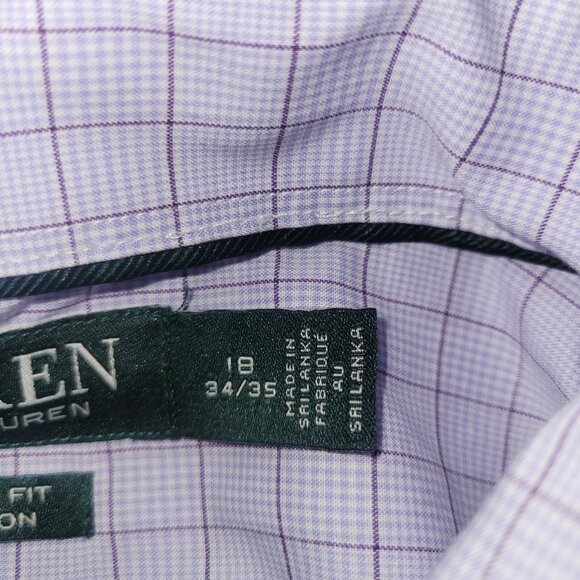Lauren Ralph Lauren Dress Shirt Mens Classic Fit 18 34/36 LS Light Blue Non-Iron - Picture 7 of 16